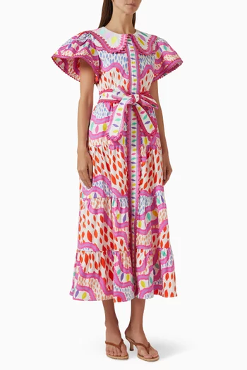 Omera Midi Dress in Cotton-blend