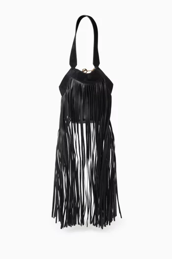 Mini Lotus Fringe Tote Bag in Suede