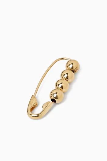 Friendship Bead Safety Pin Single Earring in 14kt Yellow Gold