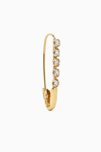 Diamond Safety Pin Single Earring in 14kt Yellow Gold
