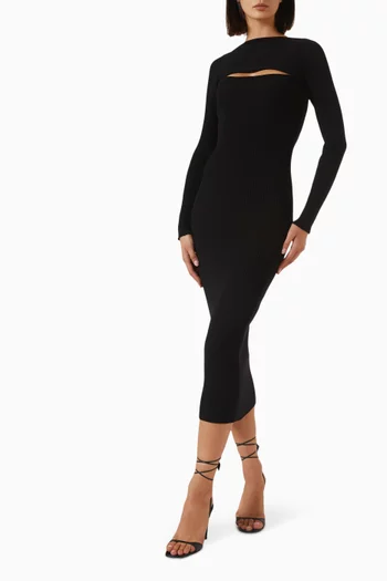 Slash Long Dress in Rib-knit