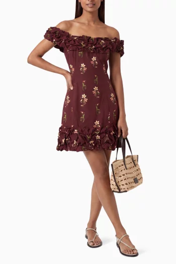 Jardín Noche Mini Dress in Cotton