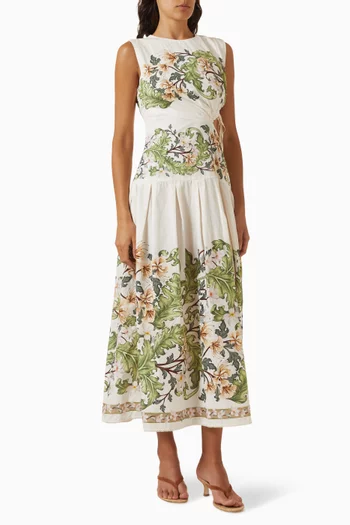 Otoño Anhelo Midi Dress in Cotton
