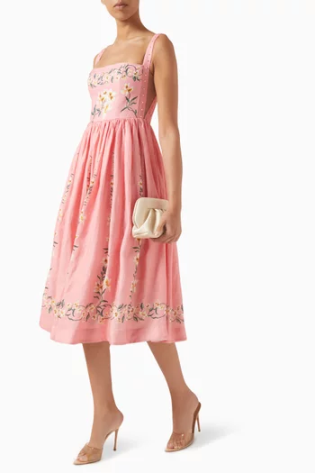 Mielero Promesa Midi Dress in Linen