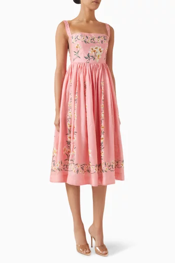 Mielero Promesa Midi Dress in Linen