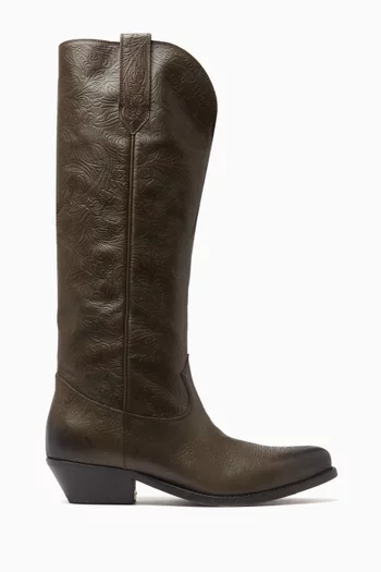 Wish Star Embossed Boots in Leather