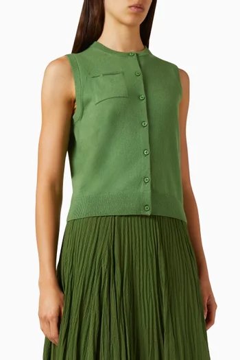 Button-front Shell Top in Cotton-blend