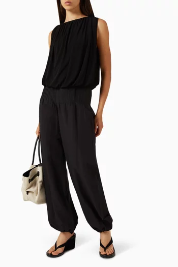 Pintuck Drawcord-hem Pants in Cotton-blend