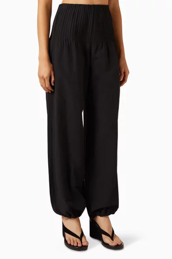 Pintuck Drawcord-hem Pants in Cotton-blend