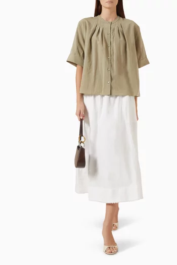 Gathered Shirt in Silk Blend