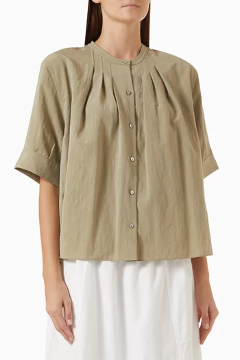 Gathered Shirt in Silk Blend