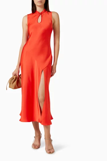 Flowy Midi Dress in Satin