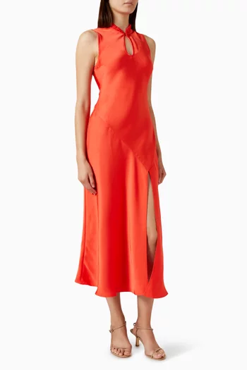 Flowy Midi Dress in Satin