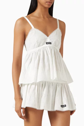 Eyelet Top in Slubbed Poplin