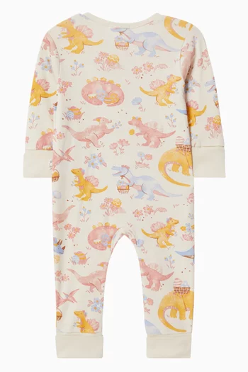 Dino Printed Growsuit in Organic Cotton