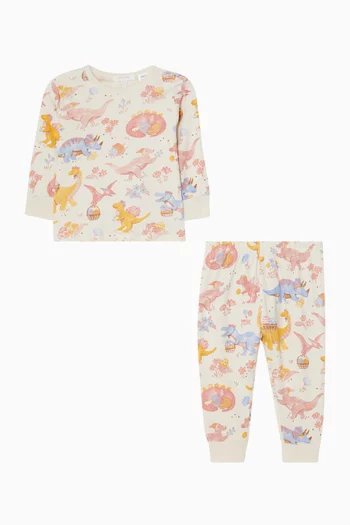 Easter Dino Print Pyjama Set in Organic Cotton