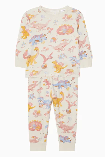 Easter Dino Print Pyjama Set in Organic Cotton