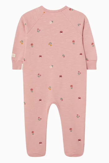 Embroidered Fleece Sleepsuit in Organic Cotton