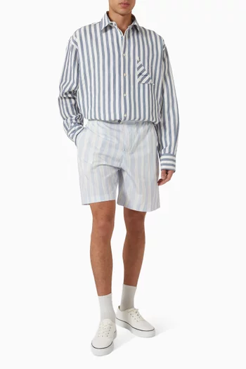 Jacquard Stripe Shirt in Cotton-linen