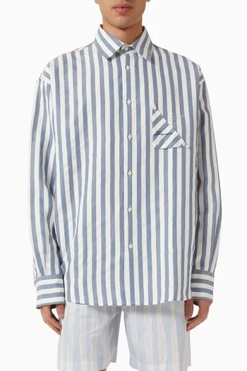 Jacquard Stripe Shirt in Cotton-linen