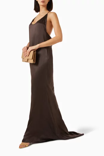 Halterneck Maxi Dress in Silk-satin