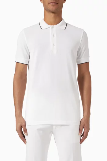 Tipped Collar Polo T-shirt in Cotton-blend
