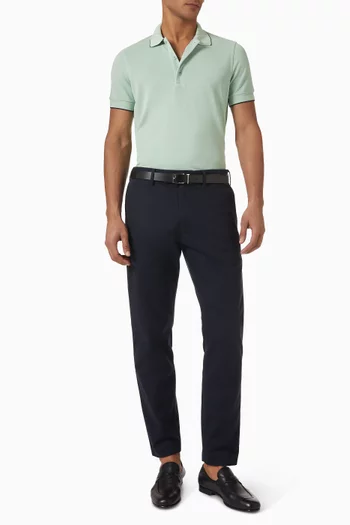 Tipped Collar Polo T-shirt in Cotton-blend
