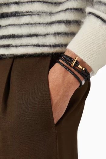 Braided Wrap Bracelet in Calf Leather