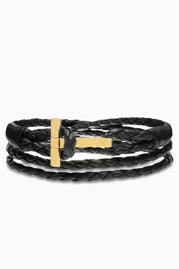 Braided Wrap Bracelet in Calf Leather