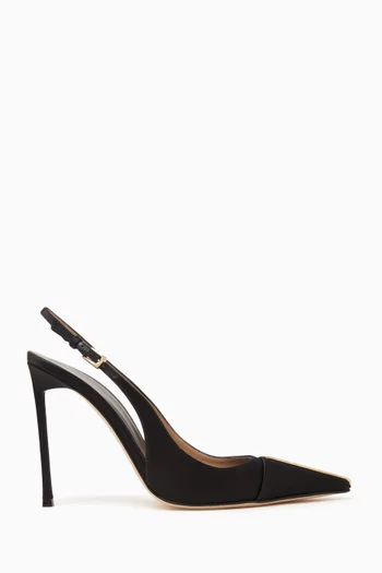 Satin And Crystal Stone Thea Slingback