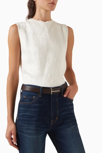 Grain Leather And Spazzolato Leather Slim T Belt