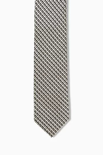 Geometric-print Tie in Silk