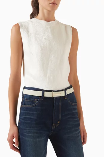 Grain Leather And Spazzolato Leather Slim T Belt