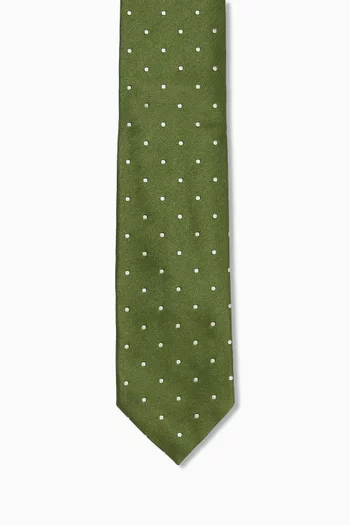 Polka Dot-print Tie in Silk