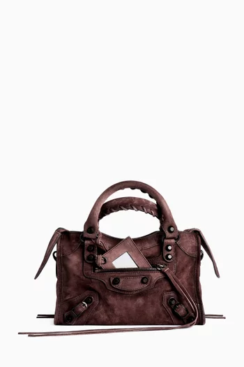 Mini Le City Bag in Waxed Suede