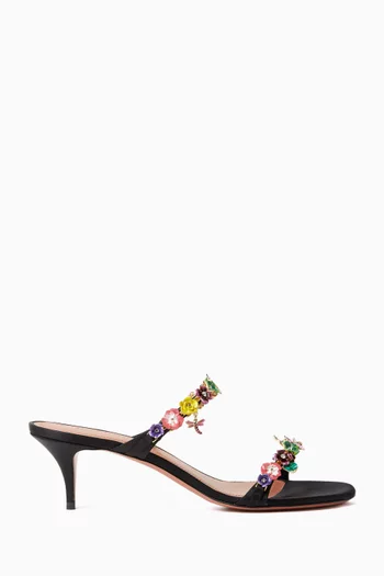 Vittoria 55 Floral Embellished Sandals in Satin