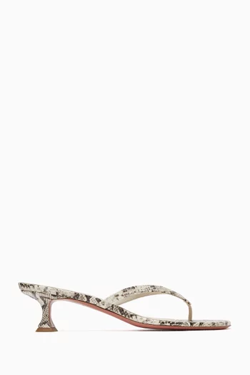 Juliette Thong 45 Mules in Snake-print Leather