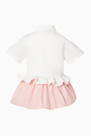 Ruffle Balloon Mini Dress in Cotton Poplin