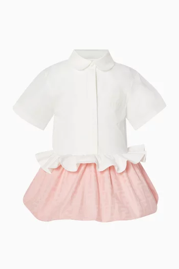 Ruffle Balloon Mini Dress in Cotton Poplin