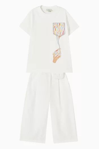 Wide-leg Pants with Pouch in Cotton