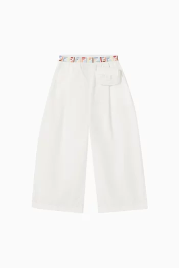 Wide-leg Pants with Pouch in Cotton
