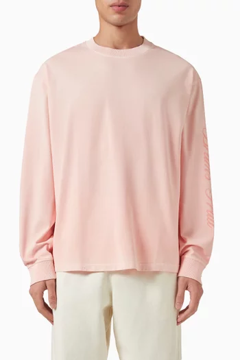 Distressed Script Logo Longsleeve T-shirt in Cotton