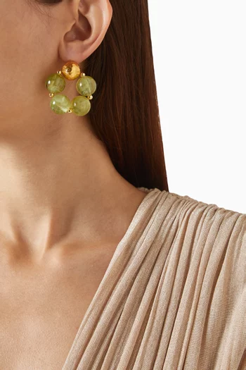 Resin Statement Earrings in 24kt Gold-plated Brass