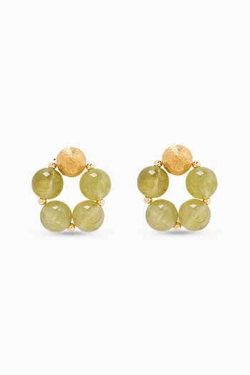Resin Statement Earrings in 24kt Gold-plated Brass