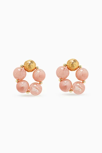 Resin Statement Earrings in 24kt Gold-plated Brass