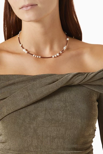 The Happy Pearl & Enamel Beaded Cord Necklace