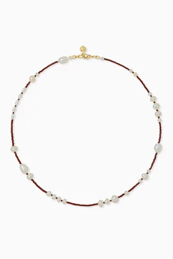 The Happy Pearl & Enamel Beaded Cord Necklace