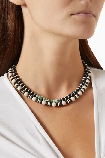 The Salt & Pepper Beaded Necklace, Set of 2