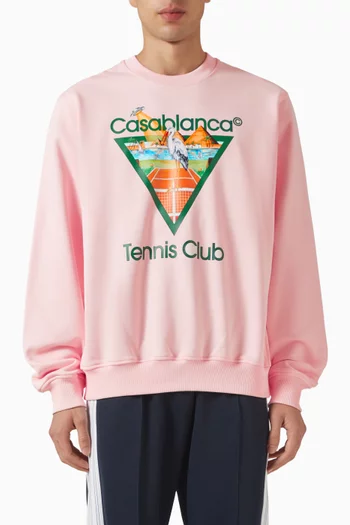 Diamond Embroidered Logo Sweatshirt in Cotton-fleece