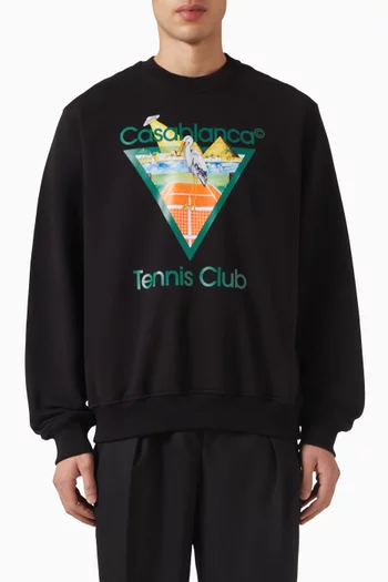 Diamond Embroidered Logo Sweatshirt in Cotton-fleece